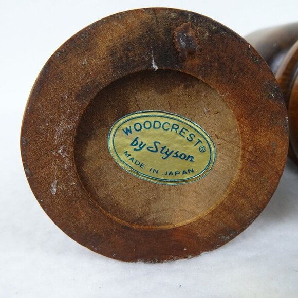 Woodcrest By Styson Wooden Salt Shaker Pepper Grinder 10 Inches MCM Vintage - Picture 6 of 16